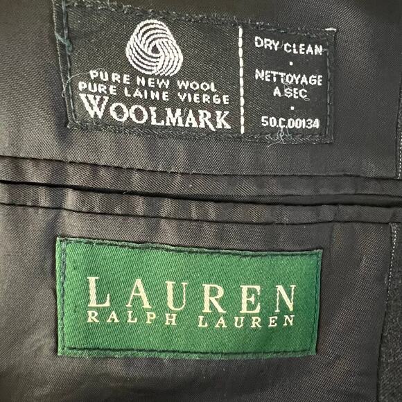 Ralph Lauren Wool Pinstripe Blazer Charcoal Gray 2 Button Heritage 50 - Picture 8 of 9